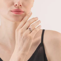 COEUR DE LION Mix&And&Match-Ringe-Sparkling Dots Ring Silber Rot
