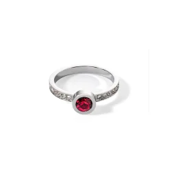 COEUR DE LION Kristallringe-Sparkling Dots Ring Silber Rot