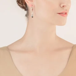 COEUR DE LION Creolen-Tanzende Kristalle Ohrringe Silber Schwarz