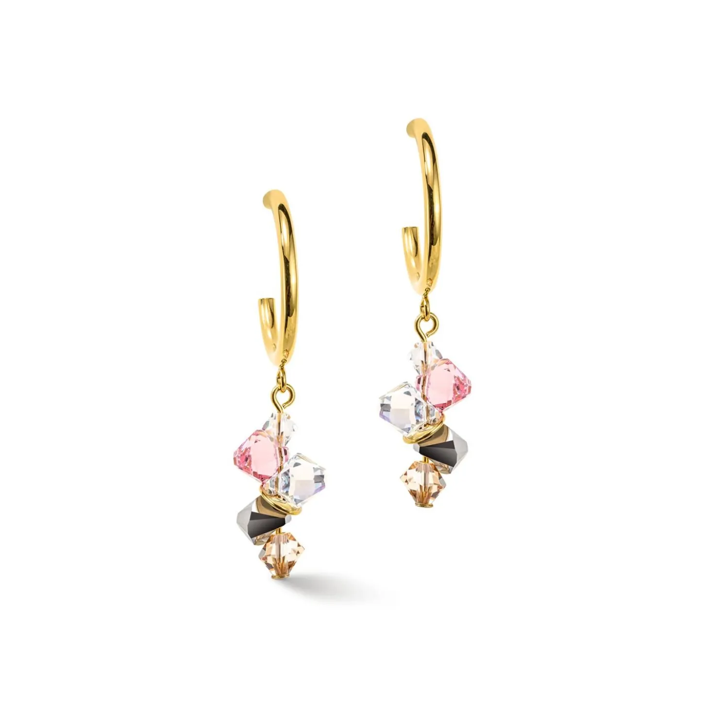 COEUR DE LION Kristallohrringe-Tanzende Kristalle Ohrringe Gold Hellrosa
