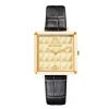 COEUR DE LION Uhren-Uhr Iconic Cube Spikes Gold Armband Leder Schwarz