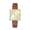 COEUR DE LION Uhren-Uhr Iconic Square Gold White Sunray Armband Leder Classy Brown