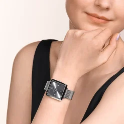 COEUR DE LION Uhren-Uhr Iconic Square Graphite Sunray Milanese Edelstahl