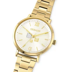 COEUR DE LION Uhren-Uhr Round Statement Unisex White Sunray Edelstahl Frosted Gold
