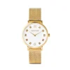 COEUR DE LION Uhren-Uhr rund, strahlend weiß, Milanaise-Edelstahl, goldfarben