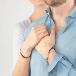 COEUR DE LION Echter Stein-Unisex-Armband Fusion Link Chain Blau
