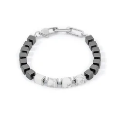 COEUR DE LION Echter Stein-Unisex-Armband Precious Cubes Weiß