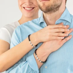 COEUR DE LION Echter Stein-Unisex-Armband Precious Cubes Weiß
