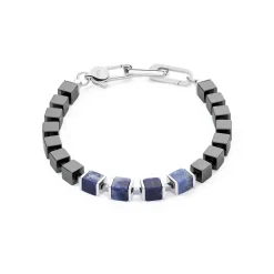 COEUR DE LION Echter Stein-Unisex-Armband Precious Cubes Blau