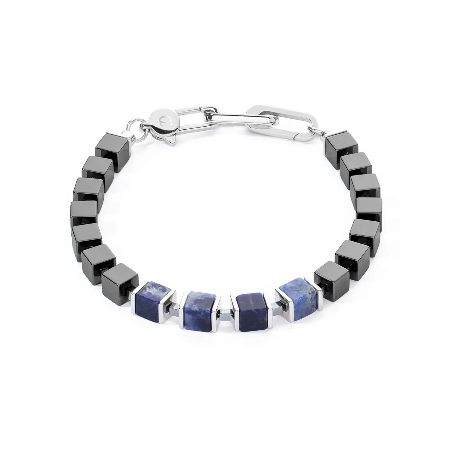 COEUR DE LION Echter Stein-Unisex-Armband Precious Cubes Blau