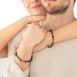 COEUR DE LION Echter Stein-Unisex-Armband Precious Cubes Schwarz