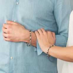 COEUR DE LION Echter Stein-Unisex-Armband Würfel & Kette Weiß