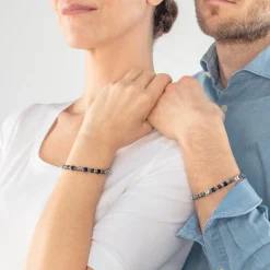 COEUR DE LION Echter Stein-Unisex-Armband Würfel & Kette Blau